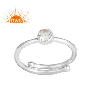 Bague en argent fin Sterling 925 pour filles, anneau de mode en cristal naturel, pierre précieuse, forme ronde, fournitures de bijoux brillantes, vente en gros - Product Image 1