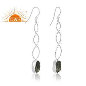 เครื่องเงินแท้ชั้นดีอัญมณีอัญมณีอัญมณีแบบหยาบจากธรรมชาติต่างหูแบบห้อยผู้ผลิตเครื่องประดับสำหรับโอกาสงานปาร์ตี้ของขวัญ - Product Image 2