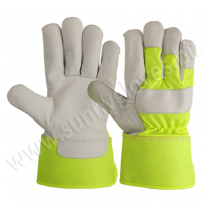 Gants d'aile de chèvre en cuir, Grain de bois, pour jardinage, sécurité de travail, pour conducteur - Product Image 2