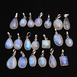 Thanksgiving Special Larimar <b>Moonstone</b> Wholesale Lot Handmade Gemstone Pendant 925 Sterling Silver Jewelry Silver Pendant - Product Image 3