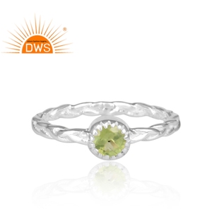 Anillo de Plata de Ley 925 martillado a mano para mujer, sortija trenzada de piedras preciosas de peridoto de diseño fino - Product Image 2