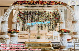 Mandap แต่งงานกลางแจ้งที่ทันสมัยกับ Dom ล่าสุดแต่งงานวินเทจ Mandap และ Dom แต่งงานพิเศษสีขาวโรมันเสา Mandap - Product Image 2