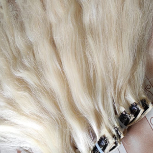 Estilo de moda Extensiones de cabello humano virgen Remy indio Extensiones de cabello rubio con clip de cabello de templo natural de onda profunda - Product Image 1