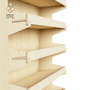 Miglior espositore in legno realizzato in italia in compensato di betulla per negozi e supermercati. Forme quadrate e stampe larghe - Product Image 2
