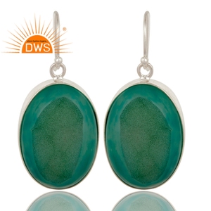 Green Druzy Agate Gemstone Girls <b>Earring</b> Jewelry Supplier New Arrival Fine <b>Silver</b> <b>Drop</b> <b>Earring</b> Manufacturer - Product Image 2