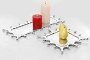 Meilleure Vente Ensemble de 2 En Métal Plateau En Argent Nickel Poli Haute Plateau Table Décoration Hôtel Plateaux D'alimentation - Product Image 2