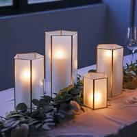 Lanterne carrée en verre transparent écologique faite à la main avec cadre en laiton, centre de table de mariage, boîte votive imprimée en sérigraphie 1 couleur