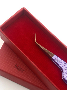 Professionnel meilleur 45 degrés paillettes violet poudre revêtement Rose or pointe en acier inoxydable Extension de cils pince à épiler outils de beauté - Product Image 6