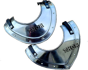 Gorget d'armure de la Renaissance médiévale en acier de calibre 18 avec bracelet en cuir - Product Image 5