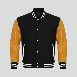 Veste bomber universitaire de baseball pour homme, col montant, coupe régulière, manches régulières, en laine, coupe-vent, qualité supérieure - Product Image 3