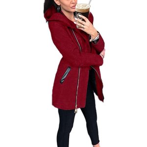 Sweat-shirt à capuche imprimé pour femme, 100% coton, avec fermeture éclair intégrale en velours, coupe ajustée, coupe-vent, OEM - Product Image 5