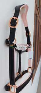 เชือกคล้องคอหัวนักขี่ม้าคุณภาพสูงมีช่องว่างบนแก้มจมูกพร้อมแผ่นรองหนังแท้สีเขียว - Product Image 2