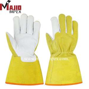 Mitaines de soudage en cuir de vache résistantes à la chaleur, vêtements de travail de sécurité certifiés EN420, ignifuges, anti-coupures, 14 pouces, meilleur prix - Product Image 2