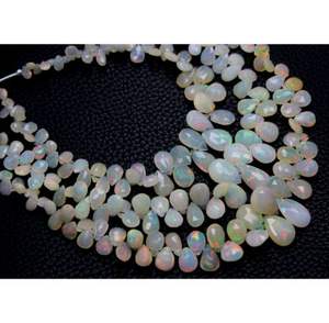 Perles en vrac à facettes en opale éthiopienne gouttes de pierres précieuses en forme de poire de 8 pouces pour la fabrication de bijoux et de bijoux - Product Image 4