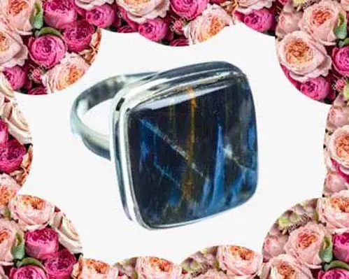 Cincin batu besar, cincin Pietersite bentuk batu cincin 15 mm ukuran 925 perak emas Set Bezel perhiasan untuk hadiah Festival