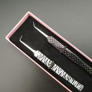 Pince à cils professionnelle en acier inoxydable solide 45 & 90 degrés zèbre papier impression Extension de cils outil pointu - Product Image 5