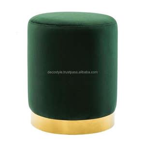 Tabouret dupont en velours, base en métal doré, vert, offre spéciale - Product Image 2