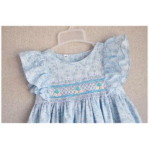 Baby Smock Dresses for Girls Smocked Hand Made Cotton Kids Clothes Boutiques Wholesale - Product Image 3