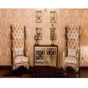 Chaises de salon luxueux sculptées à la main, pièces luxueux, détail finition dorée, Style maharajara Royal - Product Image 1