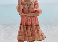 Mini robe à volant pour femmes, vêtement féminin à manches courtes avec col en v, imprimé floral, pour toutes occasions, nouvelle collection