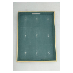 ถาดชา MDF รุ่น DAPHOCO 013 สีเทอร์ควอยซ์ ขอบวีเนียร์ลายหนังชักกรีนเทียม ผลิตจากเวียดนาม ขนาด 0.53x0.37x0.06 เมตร - Product Image 3