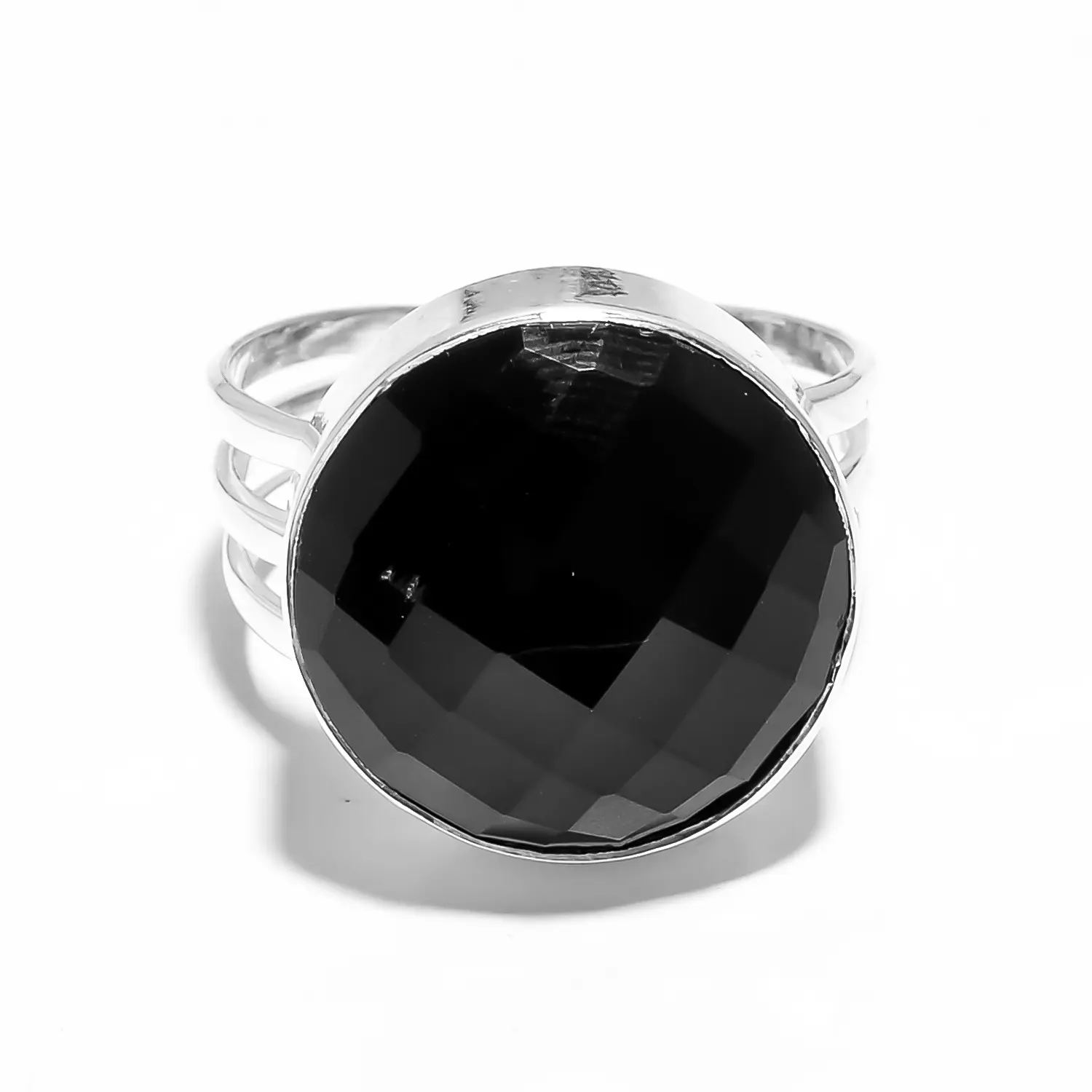 Cincin Onyx Hitam Batu Alam Buatan Tangan Baja Nirkarat Cincin Perak Trendi Perhiasan Fashion Cincin Pria Onyx Hitam Berharga