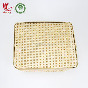 Wholesale Handwoven Bamboo Storage <b>Basket</b> <b>with</b> <b>Lid</b> Rectangle Shape Made in Vietnam - Product Image 2
