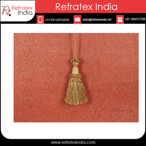 Llavero amarillo con borlas de buena calidad, fabricación de borlas de larga duración de la India - Product Image 4