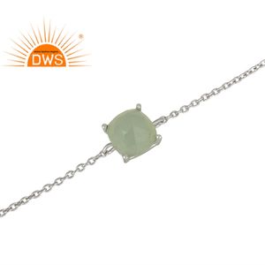 Bracelet en argent Sterling, pierre précieuse de calcédoine Aqua naturelle, lien de chaîne, fait à la main, fabrication de bijoux pour filles, nouvelle collection - Product Image 2