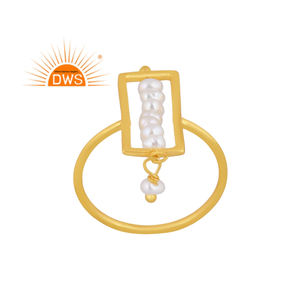 925 Sterling Silver 18K Gold Plated Natural <b>Pearl</b> Beads Gemstone Handmade <b>Ring</b> For Women Jewelry For Women Gift For Her - Product Image 1