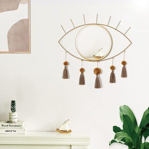 Gương Treo Tường Kiểu Mắt Boho Gương Kim Loại Hình Mắt Quỷ Trang Trí Gương Vàng Với Tua Rua Nghệ Thuật Treo Tường Tuyệt Vời Cho Phòng Tắm Phòng Ngủ Phòng Khách - Product Image 2