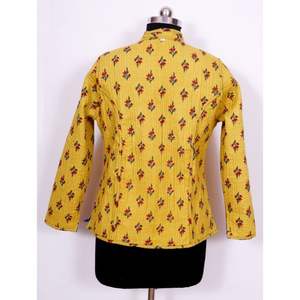 Chaqueta Acolchada de Algodón para Mujer Double Delight, Abrigo Reversible Kantha Hecho a Mano, Moda Vintage para Festivales de Invierno, Rayas Regulares - Product Image 5