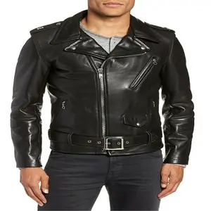 Raw Respirável Preto Mens Pure Lambskin Biker Leather Jacket Todo O Tamanho XS XXXL para homens à venda