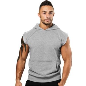 Men's High Quality Hooded Tank Top Custom Logo Breathable Thermal Gym Fitness Sleeveless Top Fashionable Plain Blank Design - Product Image 3