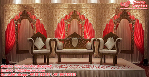 Customize Wedding Stage Backdrop <b>Curtains</b> Embroidered Wedding Sangeet Stage Backdrop Gujarati Wedding Mehndi Stage Backdrop - Product Image 6