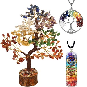 เซเว่นจักระอัญมณีต้นไม้แห่งชีวิตจี้นำโชคเงินพลังงานรักษาคริสตัลและหินฮวงจุ้ยบอนไซ - Product Image 4