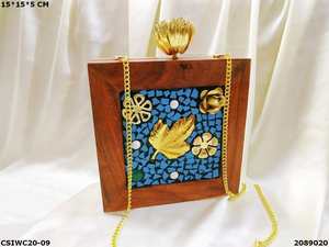 Designer Vintage Wooden <b>Clutches</b> Fashionable Acrylic Lined Party <b>Bag</b> for <b>Weddings</b> and Parties Evening <b>Bags</b> and <b>Clutch</b> Purses - Product Image 2