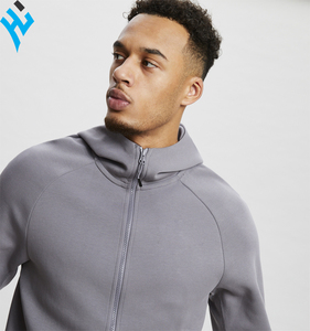 Survêtement d'hiver personnalisé 100% coton pour hommes, vêtement de sport, jogging, couleur grise, avec pochette à fermeture éclair, poche kangourou, survêtement en molleton - Product Image 4