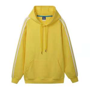 Sweat à capuche noir surdimensionné 100% coton personnalisé pour hommes, pull à col rond, design doublé, teint uni, taille XXXL disponible pour la saison d'automne - Product Image 2