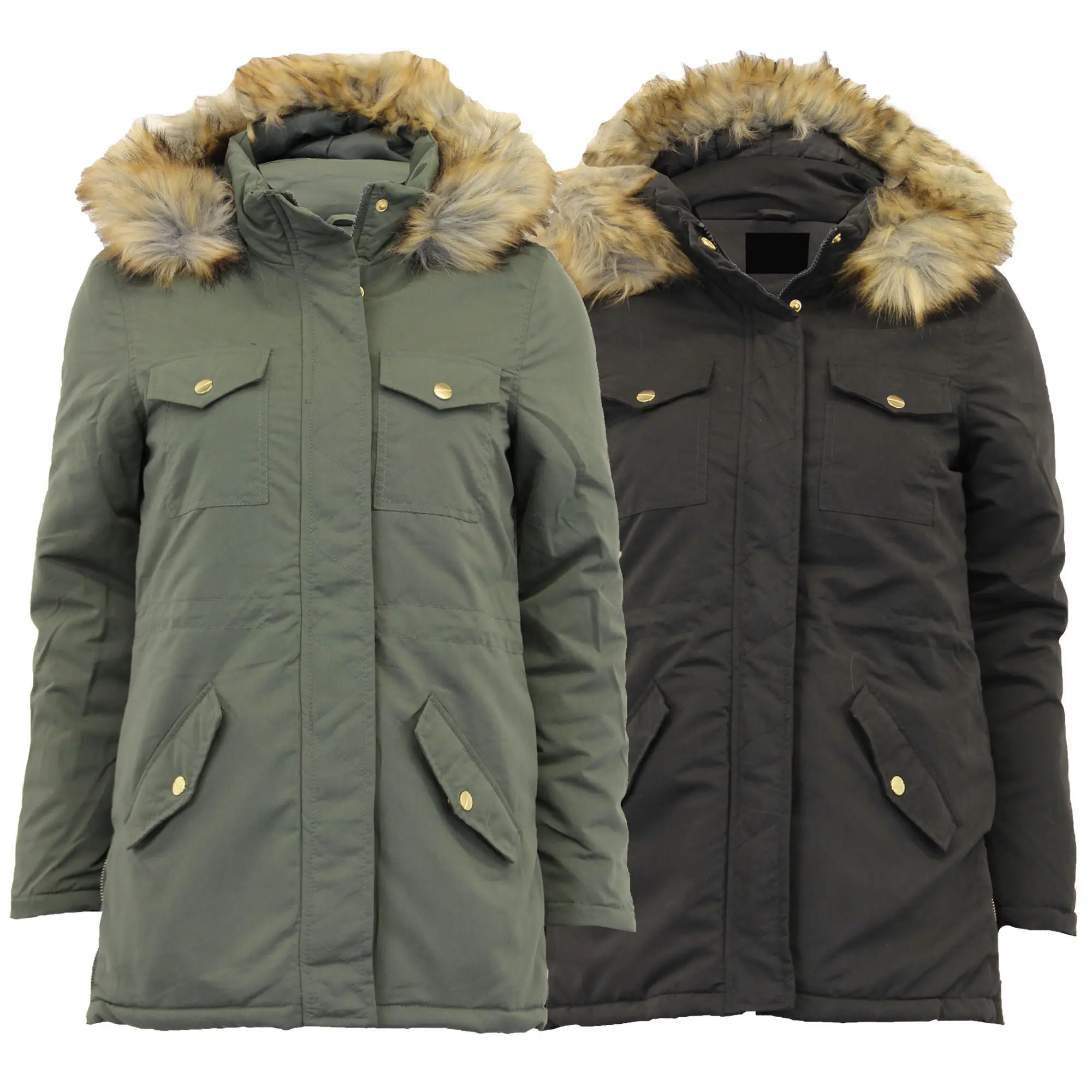 Abrigos gruesos de invierno para mujer, prendas de vestir cálidas, Parkas con Cuello de piel maciza, abrigos cálidos con capucha, piel de imitación