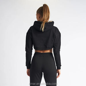 Crop Top Hoodie Wholesale Cotton Custom Crop Top Sweatshirt Long Sleeve Casual Women Hoodie Shorts Set Women - Product Image 4