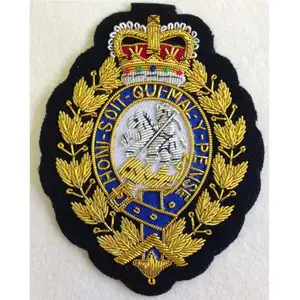 whole sale price Royal blazer badge customized gold wire crest pocket patch available on factory price