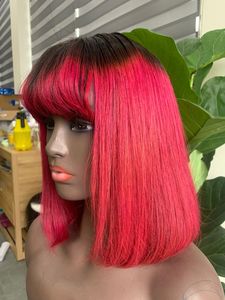 Vietnamese <b>Human</b> Hair Straight Machine Double Weft Single Weft Red <b>Wig</b> - Product Image 3