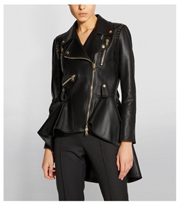 Veste de motard en cuir véritable de mouton noir, pour femmes, taille peplum, disponible en toutes les couleurs, faite au Pakistan - Product Image 2