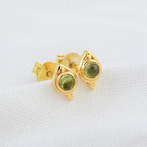 Pendientes minimalistas de Plata de Ley 925 con gema de peridoto Natural, joyería fina, chapado en oro, precio barato - Product Image 2