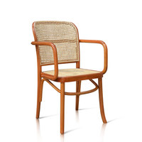 Fauteuil moderne Thonet Hoffman en bois massif avec siège en rotin, couleur naturelle - pour salle à manger ou mobilier d'intérieur