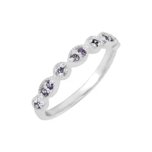 Natural Purple Amethyst Gemstone Half Eternity Band Best Selling 925 Sterling Silver Good Quality Ring Minimalist Fine Jewelry