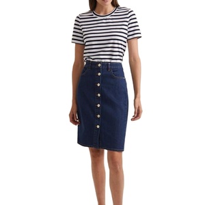 Minifalda vaquera de cintura alta con botones para mujer, faldas largas sexys de Color, para primavera, verano, otoño e invierno, el mejor precio, venta al por mayor - Product Image 1