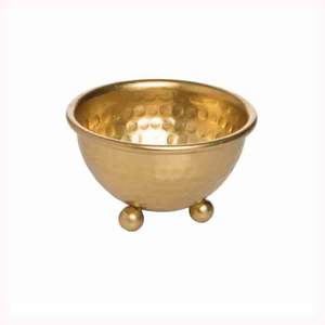 Vaisselle de qualité standard, serveur de nourriture, service de collations, plat en métal de formes personnalisées, finition dorée premium, bol à fruits martelé - Product Image 1