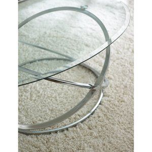 โต๊ะเฟอร์นิเจอร์โลหะสุดสร้างสรรค์พร้อมกระจกด้านบนสำหรับห้องนั่งเล่นโรงแรมร้านอาหารสีเงินตกแต่งรูปวงรีตรงกลางและโต๊ะด้านข้าง - Product Image 3